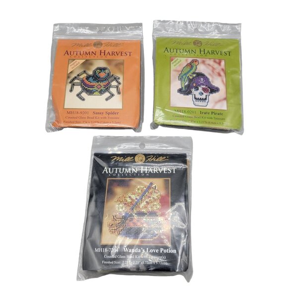 Mill Hill Glass Bead Kits Autumn Harvest Collection New Beading Kits Set of 3 - Picture 1 of 5